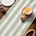thumbnail image 3 of Sage Green Striped Table Runner 72 Inches, Farmhouse Aesthetic Modern Stripes Bed Runner Dresser Scarves Tabletop for Indoor Outdoor Parties/Ceremony/Banquet, 18" x 72", 3 of 9