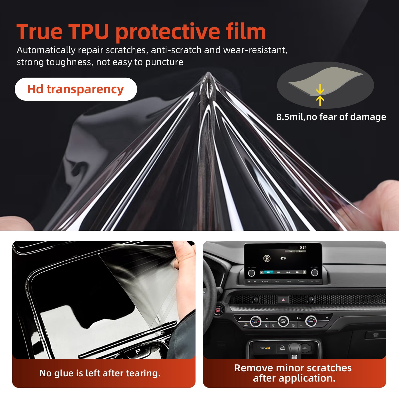 Car Invisible Interior Film TPU Full Set for 2023-Up Honda CRV Car Protection Film Left Driver Screen B Model, 25pcs