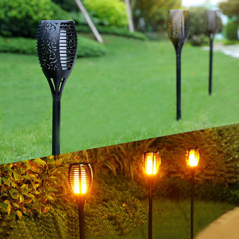 LED Solar Lights Outdoor Waterproof Flickering Flame Garden Light Path Way Lamp 