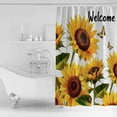 thumbnail image 4 of 72x78 Inch Shower Curtain Summer Sunflower Bathroom Decor Waterproof Fabric Bathtub Bath Curtains Decorative Butterfly Text Vintage Watercolor Extra Long Shower Curtain Set with Hooks, 4 of 6