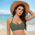 thumbnail image 4 of TTUHYWXI Women's Retro Printed Adjustable Thick Straps Cross Back Push Up Vintage Bikini Swimsuit Tops Only (Army Green, XXL), 4 of 8