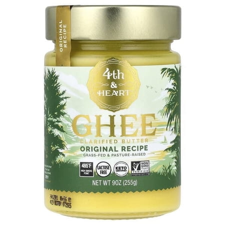 4th & Heart, Ghee Clarified Butter, Grass-Fed, Original Recipe, 9 oz Pack of 3
