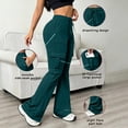 thumbnail image 6 of Dwellite Flare Pants for Women High Waisted Sweatpants with Pockets Casual Hiking Drawstring Trousers 2026 Dark Green S, 6 of 8