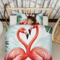 thumbnail image 3 of Palm Leaves and Flamingo Duvet Cover and Pillowcase Set for Single Bedding, Bedroom Accessories for Kids Teens, 3 of 5