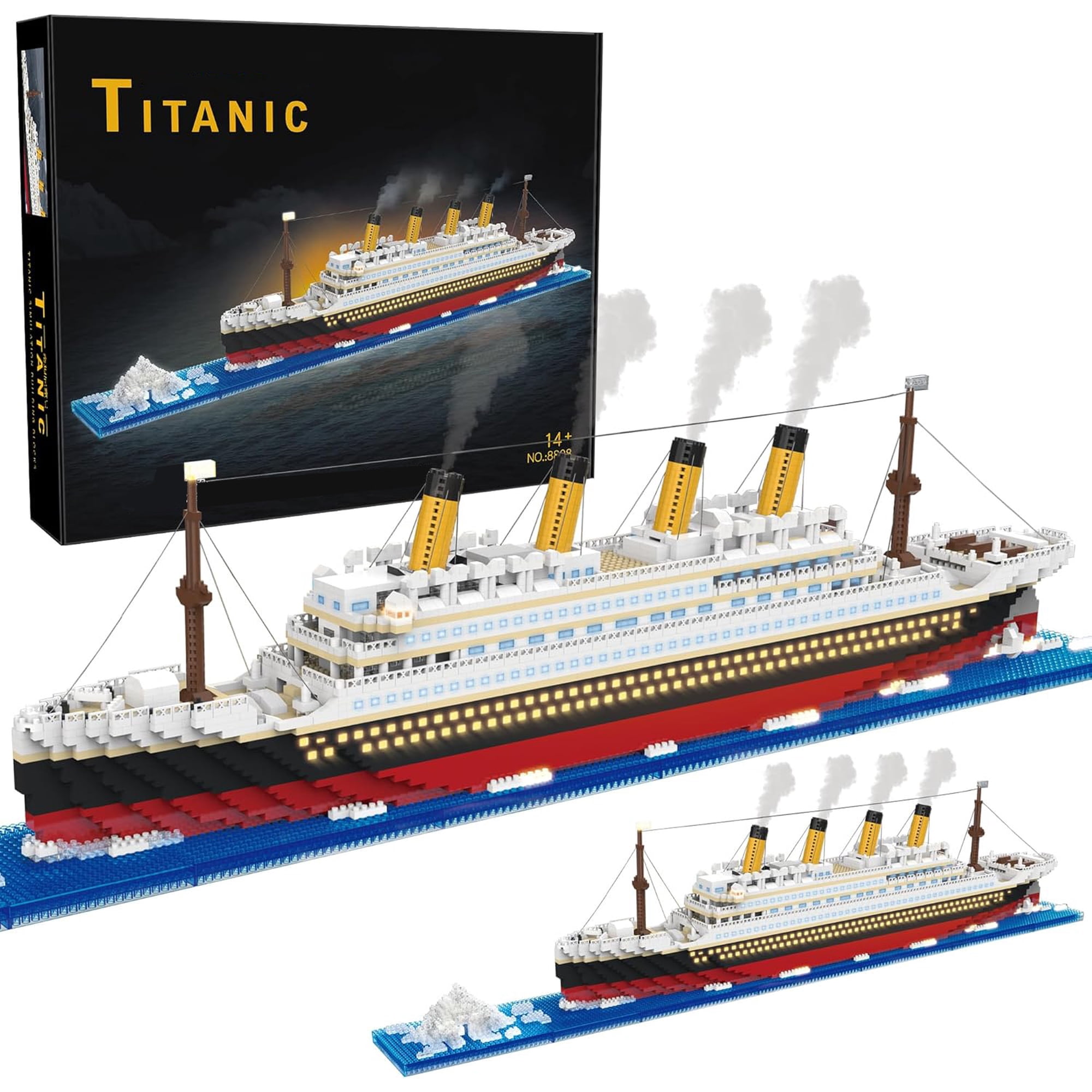 GZBricker Oversized Titanic Cruise Ship Building Set With Iceberg Compatible with Lego Boat Collectible Model for Adults Home Office Decor