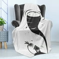 thumbnail image 4 of Tornado Soft Flannel Fleece Blanket, Hurricane Crashing the Little House Palm Tree Tropical Season Graphic Art, Cozy Plush for Indoor and Outdoor Use, 70" x 90", Charcoal Grey White, by Ambesonne, 4 of 5