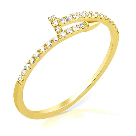 - LoveBling 0.20 Carat (ctw) Diamond Nail Ring in 14 Karat (K) Yellow Gold Ring (size 7)