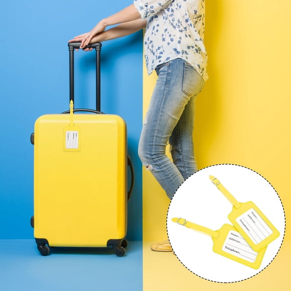 WHAMVOX 2Ud Etiquetas Para De PU Amarillo Con Estructura Especial Para Uso Aeroportuario