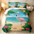 thumbnail image 2 of Erosebridal Cartoon Flamingo Animals Quilt King,Dreamy Ocean King Coverlet Set,Green Blue,3-Piece,1 Bedspread and 2 Pillowcases, 2 of 7