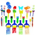 thumbnail image 1 of Xelparuc 21 piezas Kit de arte para niños Flores Pinceles de esponja Pintura Kit de pintura divertido Juego de herramientas de pincel de pintura para niños Juego de herramientas de pintura de dibujo de educación temprana y manualidades Suministros de diseño de arte de bricolaje Ormromra FLD-1875, 1 of 8