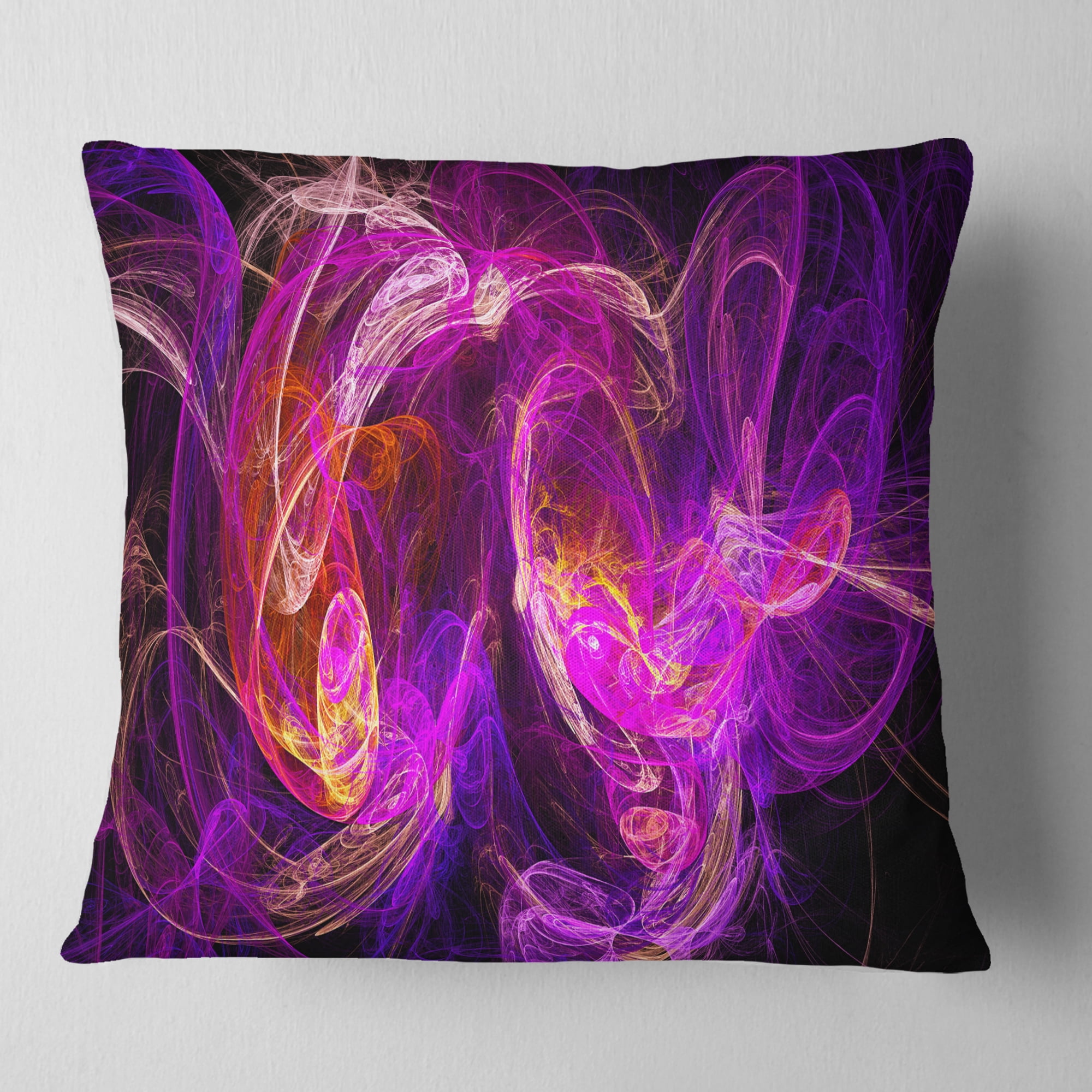 Designart Colored Smoke Blue Purple - Abstract Throw Pillow - 18x18