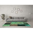 thumbnail image 3 of Ahgly Company Machine Washable Indoor Round Patchwork Turquoise Blue Transitional Area Rugs, 8' Round, 3 of 4