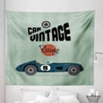thumbnail image 1 of Cars Tapestry, Classical Vintage Car Poster Racing Sports Competition Theme, Fabric Wall Hanging Decor for Bedroom Living Room Dorm, 5 Sizes, Reseda Green Petrol Blue, by Ambesonne, 1 of 1