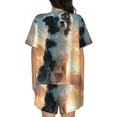 thumbnail image 6 of Susaid Cloud Border Collie Print Women's Pajama Set, Button-Up Sleepwear with Elastic Waist Shorts, Perfect for Lounging, Yoga, Beach, and Casual Wear-4X-Large, 6 of 7
