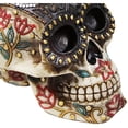 thumbnail image 6 of Urbalabs Day of The Dead DOD Gothic Floral Rose Flower Sugar Skull Decor Statue Skeleton Head Creepy Figurine Skull Gothic Colorful Skulls Dia De Los Muertos Decor (Red Rose), 6 of 7