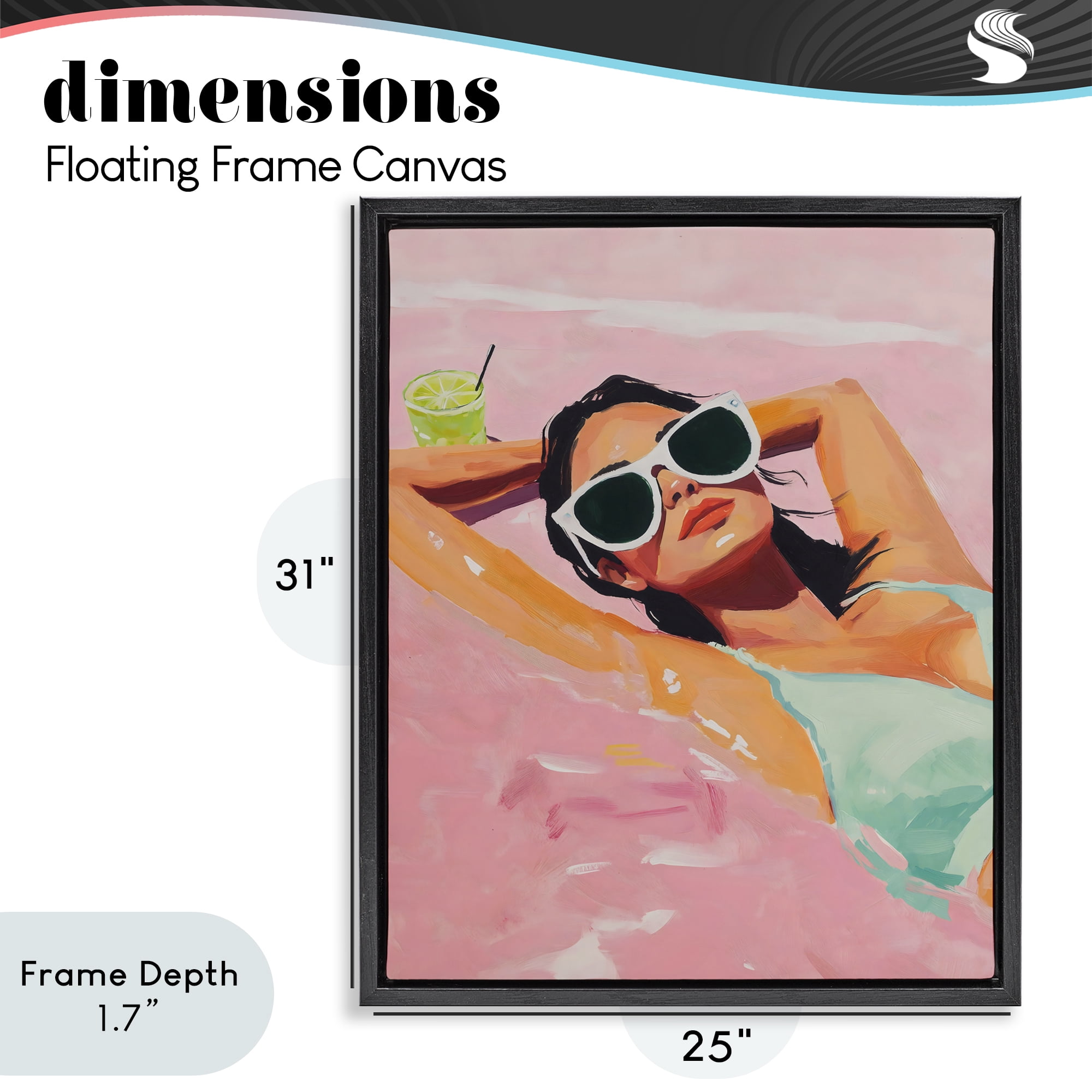 Stupell Industries Trendy Summer Girl Black Framed Floater Canvas Wall Art, design by The Prints Vibe