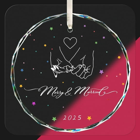 Wedding Gifts for Newly Couple Gift Ideas, Marry and Married Ornament 2025, Wedding Gifts for Newlyweds, Wedding Gifts for Bride,Wedding Gifts, Glass Married Ornament 2025