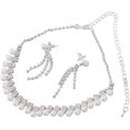thumbnail image 2 of AVEKI Faux Pearls Rhinestone Necklace Earring Set, Shiny Bride Jewelry with Perfect Size, Excellent Quality, Wide Application B0514, 2 of 8