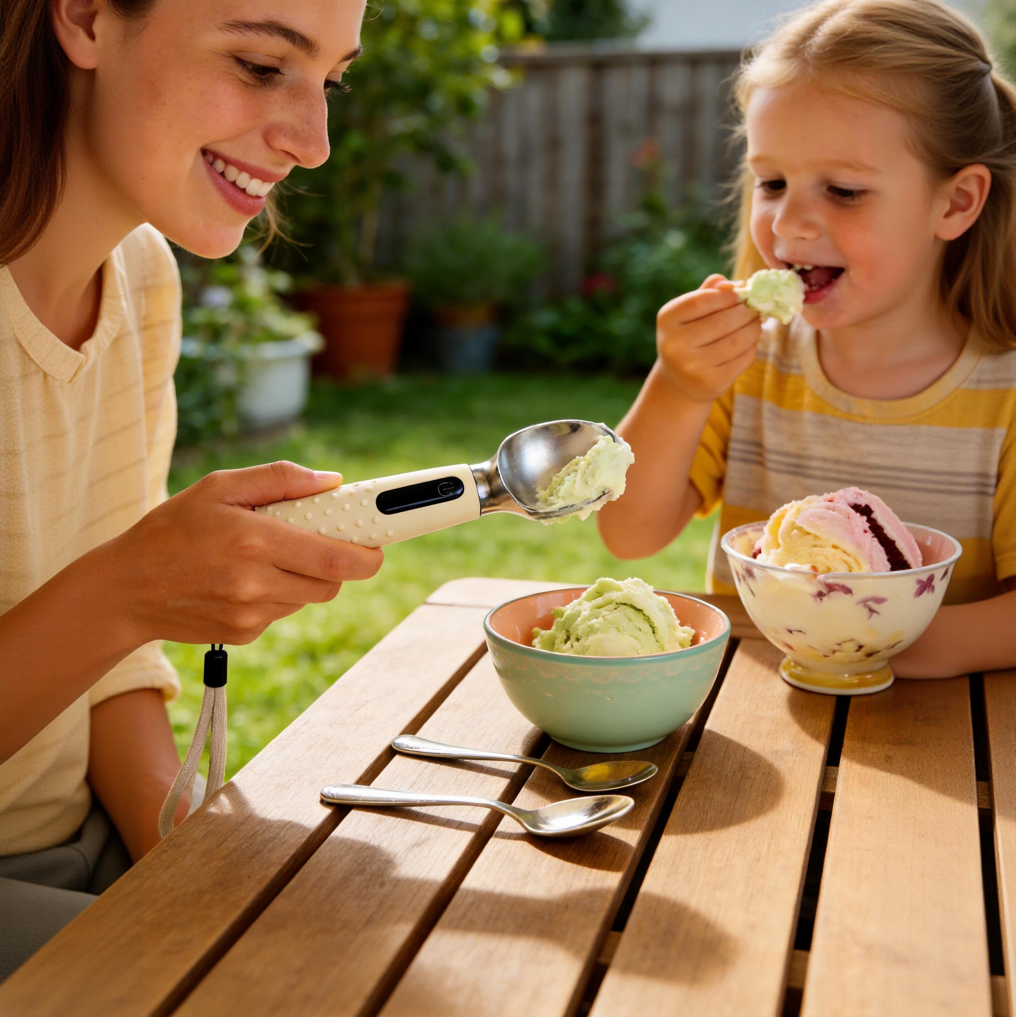 Electric Heated Ice Cream Scoop, Fast Heating, Rechargeable with LED Monitor, Waterproof Stainless Steel Metal Ice Cream Scoop with USB-C Charging