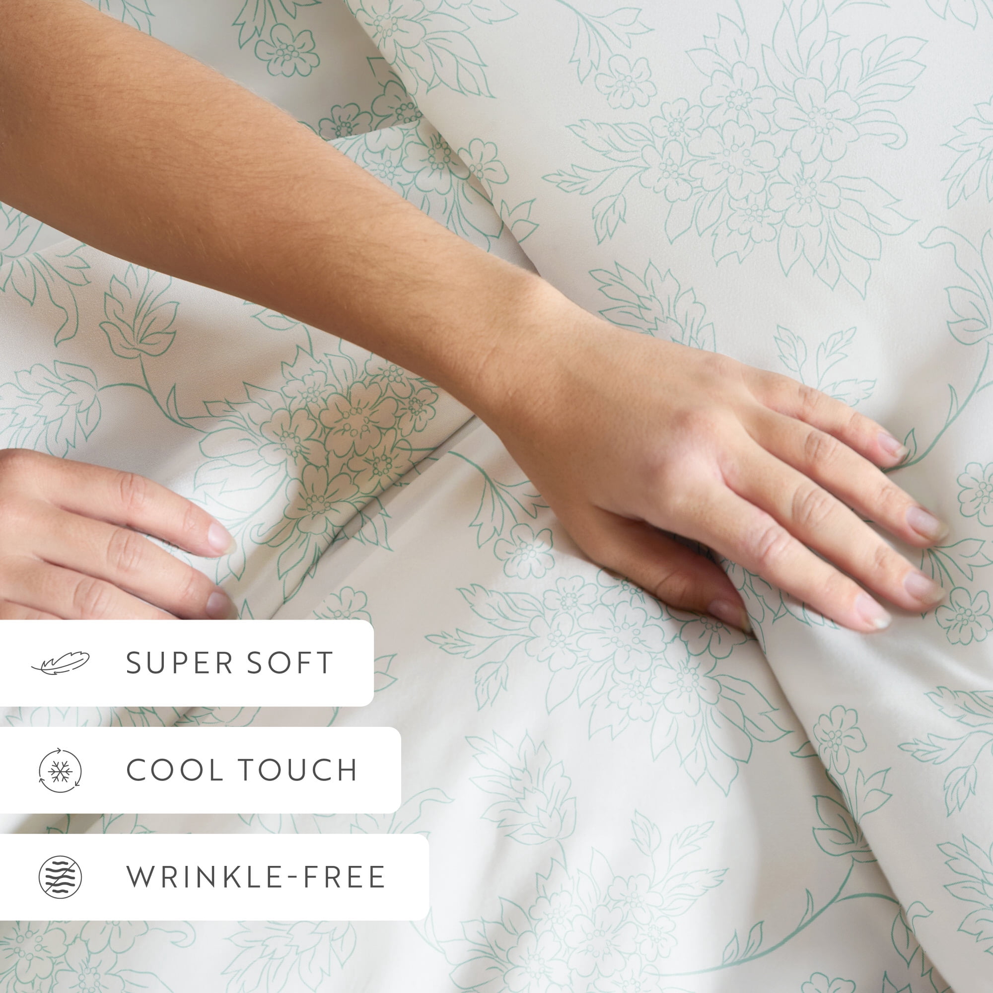 Duvet Cover Set - Ultra Soft & Breathable - Aqua Vine for Queen Size Bedding by Comfort Canopy