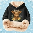 thumbnail image 5 of Rggeeun Girls Fleece Hoodie Soft Lined Fluffy Cow Pullover With Cute Striped Bow Print Warm Winter Kid Casual Relaxed Fit Gy2,15-16 Years,Long Sleeve, 5 of 5
