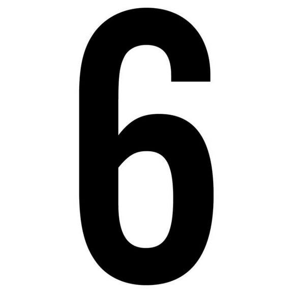 J.J. Keller 61607 Number 6 White Vinyl Adhesive Label - 12 in.