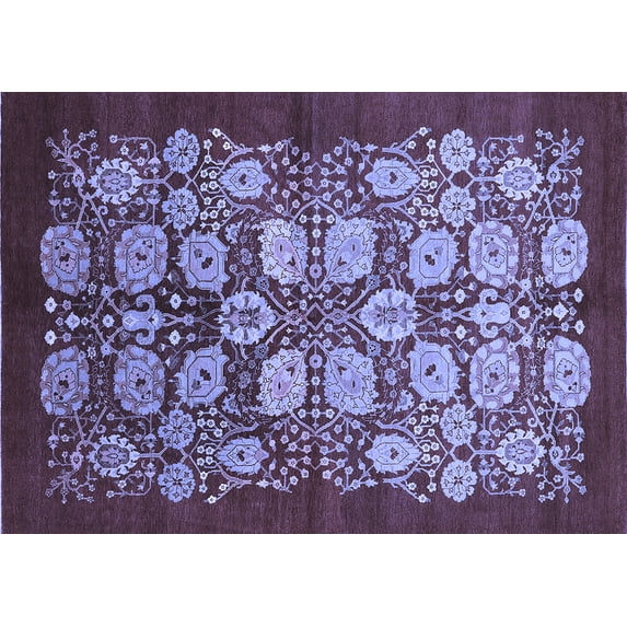 Ahgly Company Machine Washable Indoor Rectangle Oriental Blue Industrial Area Rugs, 5' x 7'