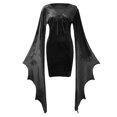 thumbnail image 1 of Robe Gothique pour Femmes à Manches Chauve-Souris, Costumes de Vampire, Robe Vintage, Tunique de Carnaval, Cocktail, Fête, Coupe Ajustée, Robe d'Halloween, 1 of 5