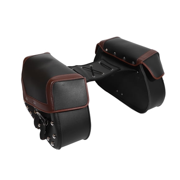 Unique Bargains 1 Pair Universal Motorcycle Saddlebag Side Cycling Luggage Tool Bags Adjustable Buckles Black Brown