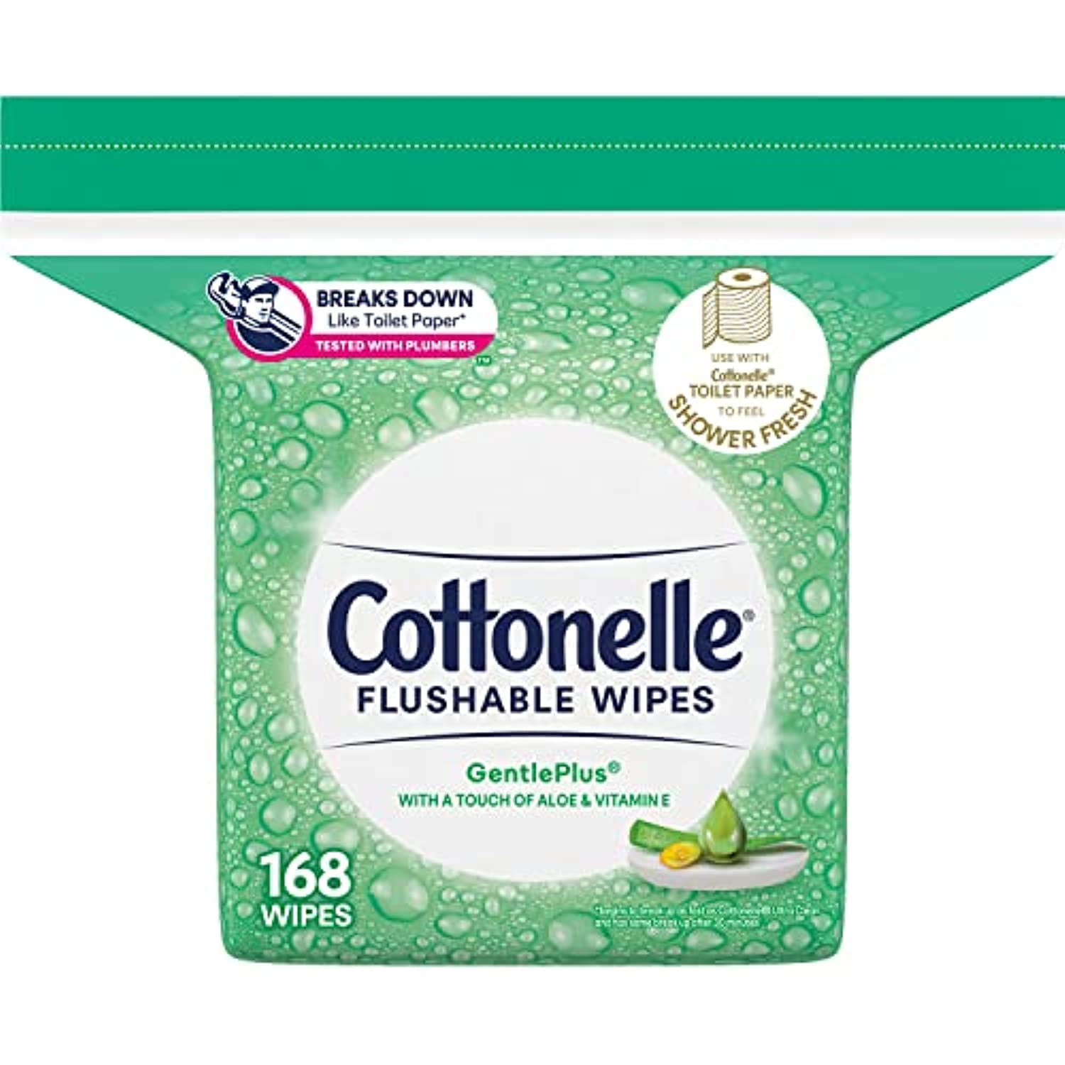 Cottonelle Gentleplus Flushable Wipes With Aloe & Vitamin E, Refill