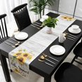 thumbnail image 5 of Sunflower Table Runner Cotton Linen 72 Inch Holiday Dresser Scarves, Summer Bee Wildflower Vintage Grey Wood Grain Tablerunner for Kitchen Coffee Dining Bedroom Dinner Scarf Décor 13''x72'', 5 of 9