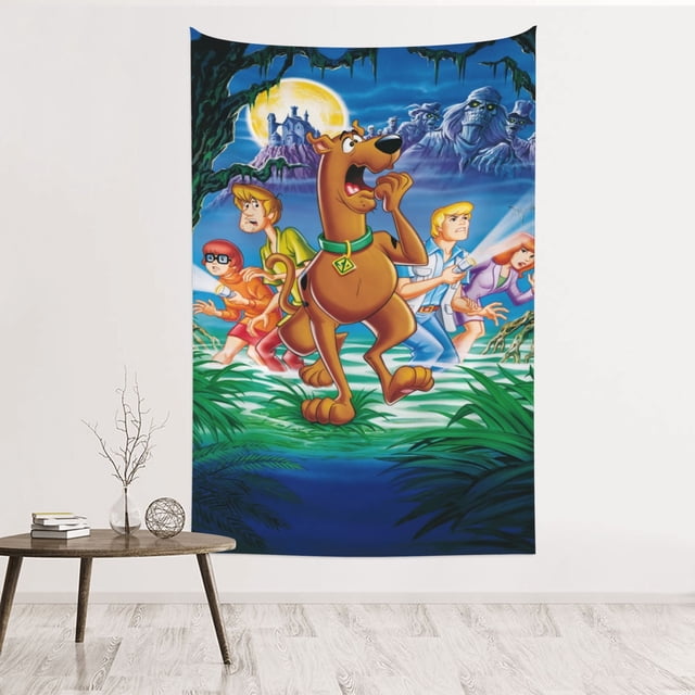 Póster de tapiz de Scooby Doo con impresión para colgar en la pared, tapiz de arte de pared para dormitorio, sala de estar, pasillo, dormitorio, decoración del hogar, 60 x 40 pulgadas
