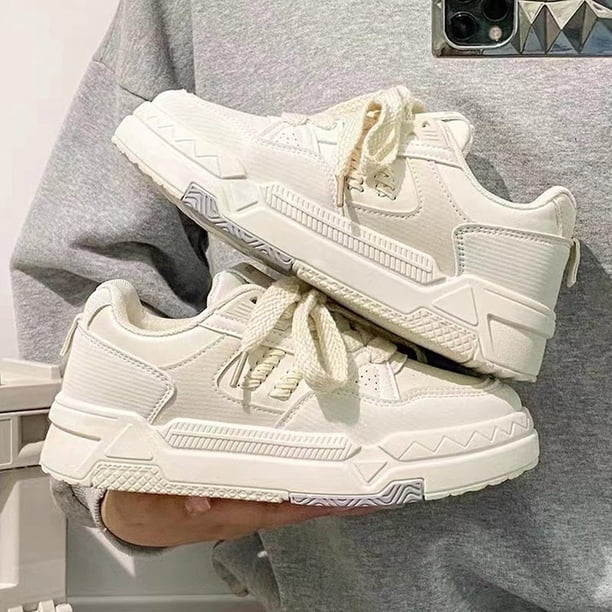 Women's White Flat Sneakers Classic Style Round Toe Slip On Shoes for Walking Shopping Dating