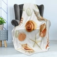 thumbnail image 4 of Seashells Soft Flannel Fleece Throw Blanket, Marine Aquatic World Elements Seashells Pearls Crabs Wild Sea Life Image Print, Cozy Plush for Indoor and Outdoor Use, 50" x 60", Tan Cream, by Ambesonne, 4 of 5