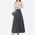 thumbnail image 4 of Elegant High Waist Long Skirt for Women Pleated Dress Color Breathable and Comfortable Polyester Fabric, 4 of 8