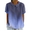 thumbnail image 3 of Inverlee Womens Cotton Linen Shirts Casual Short Sleeve Tops Trendy Loose Fit Gradient Print T Shirts Lightweight Vacation Tunic Blouse, 3 of 6