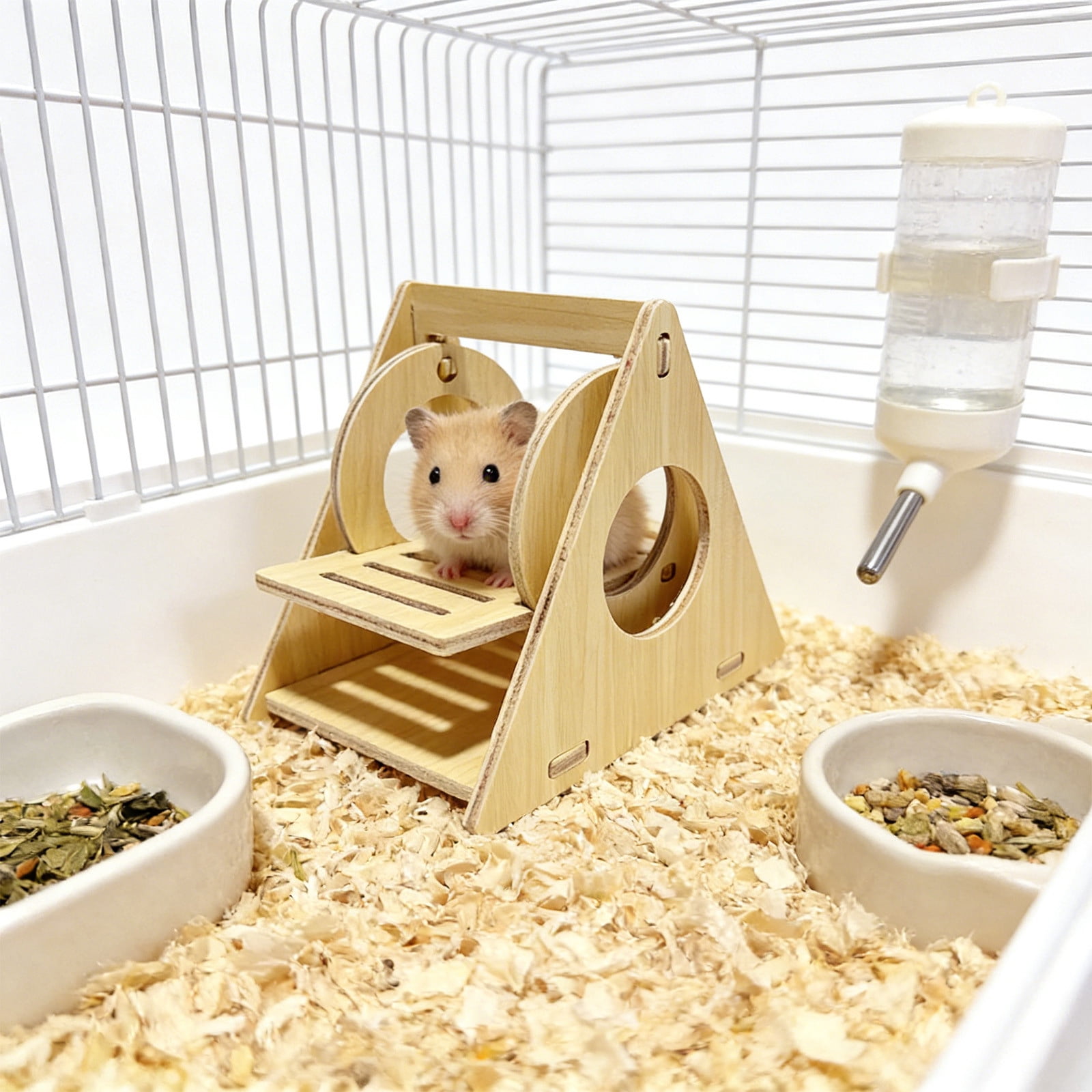 Nebwoak Natural Solid Wood Hamster Hideout Small Animal Bed Chew Toy for Gerbils Mice Dwarf Hamsters 5.5x4.7x3.9 Inch