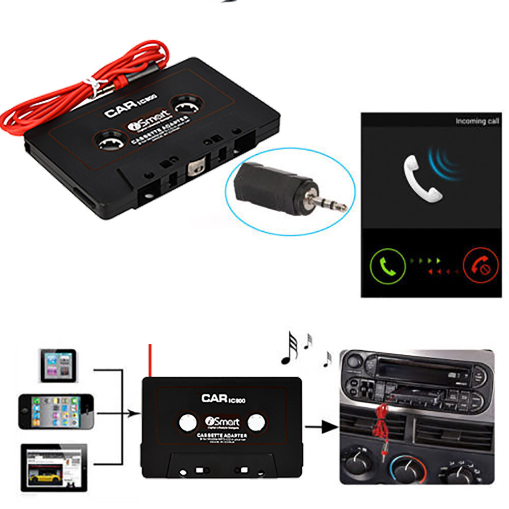 Car Automobile IC800 Cassette Casette Tape 3.5mm AUX Audio Adapter For