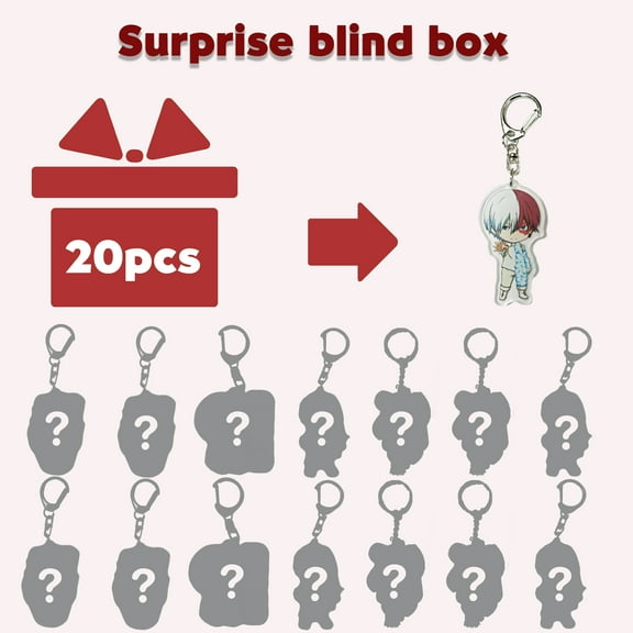20PCS Anime Hero Series Keychain Blind Box, Random Character Acrylic Charms Set for Collection, Display & Gift
