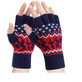 Fingerless Gloves - Womens Winter Warm Gloves Half Finger Mittens Knitted  Gloves Wool Mittens For Cold Weather Windproof 