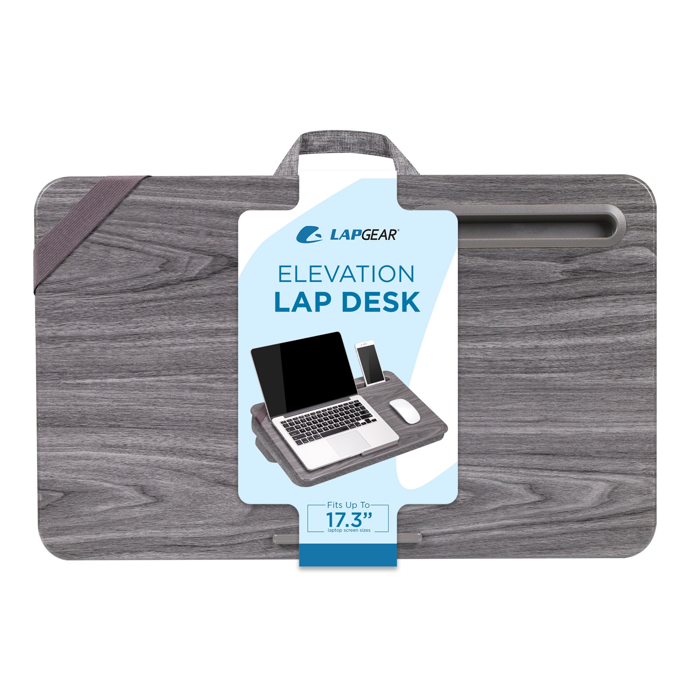 LapGear Elevation Lap Desk with Adjustable Cushion, Gray Wood