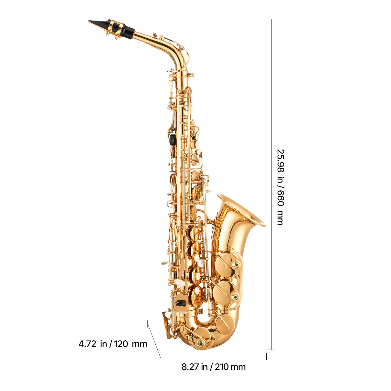 VEVOR Alto Saxophone, E Flat, Brass Saxophone Beginner Kit with Carrying Case, Mouthpiece, Straps, Cleaning Cloth Rod, Gloves, Grease, Neck Strap, 23 Keys Alto Sax Kit, for Beginners Students, Gold
