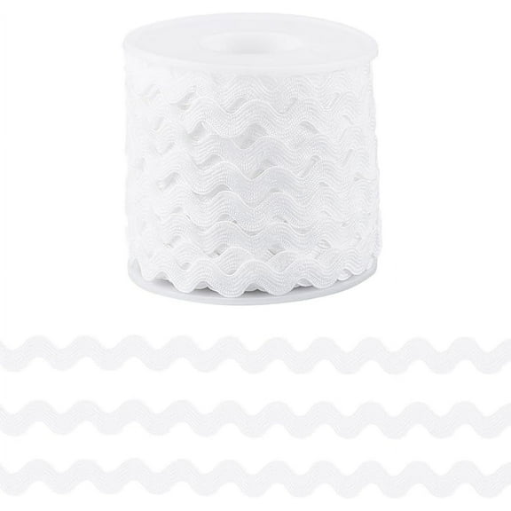 25 Yards Sewing Rick Rack Trim White Lace Wave Ribbon 3/8 Inch RIC Rac Ribbon Christmas Zig Zag Wave Bending Lace Trim S Shaped Woven Fabric with Spool for DIY Crafts Wedding