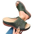 thumbnail image 4 of Women Wedge Sandals Platform Open Toe Strappy Wide Fit Shoes Womens Comfort Ladies Summer Non Slip Walking Shoes Casual Slippers Army Green 7.5, 4 of 7