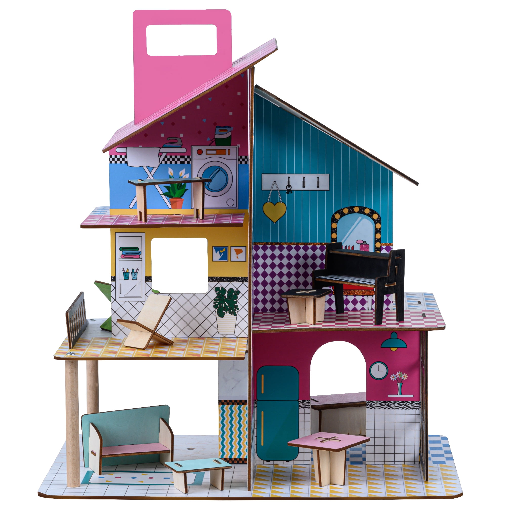 Teamson Kids Dreamland Tiffany 12 in. Doll House in Pink KYD-10922A - The  Home Depot