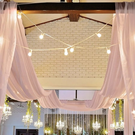 Image of Efavormart 30ftx10ft Dusty Rose Sheer Ceiling Drape Curtain Panels Fire Retardant Fabric For Event