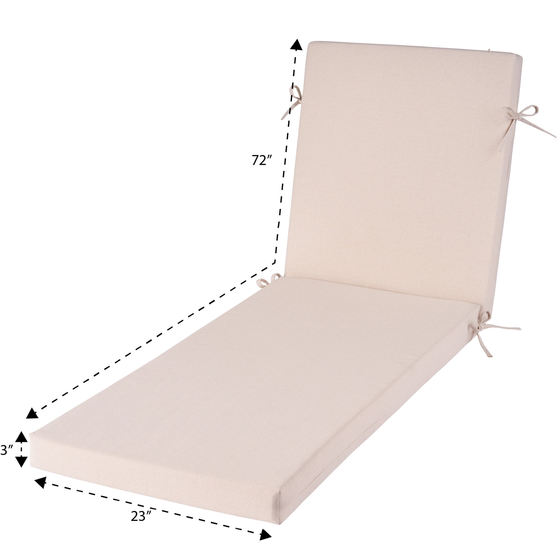 Better Homes & Gardens 72" x 23" Outdoor Chaise Lounge Cushion, 1-Piece, Beige