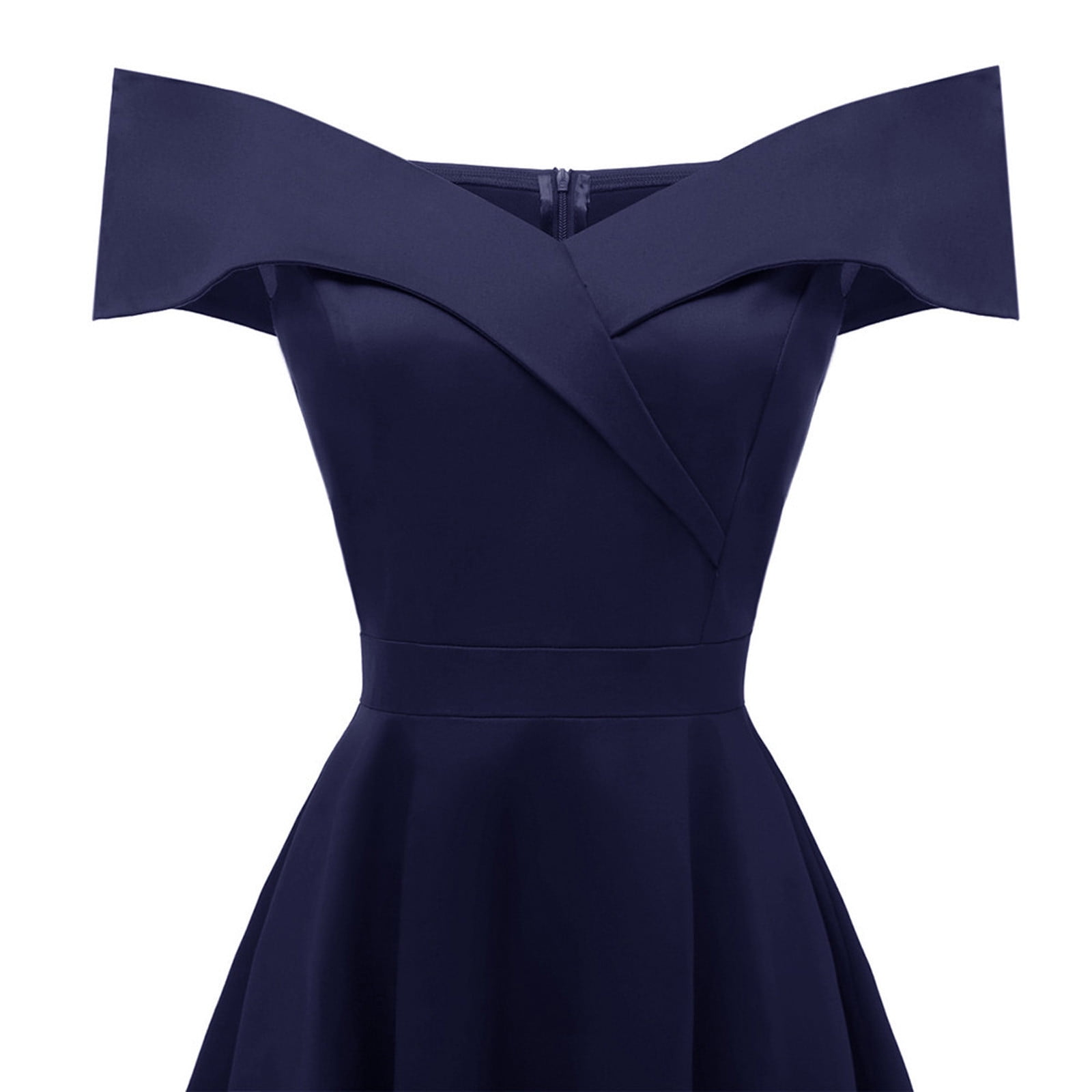 Hvot&aat Elegant Off the Shoulder Cocktail Dress for Women High Waisted A-Line Vintage 1950s Swing Party Midi Dresses