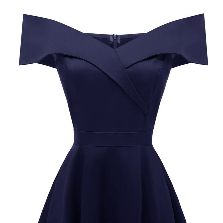 off shoulder dress without sleeves Amazon.com: Kwunbwa Elegant Off The Shoulder A Line Mini Dress Color Block Short Dress