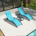 thumbnail image 5 of Purple Leaf Patio Chaise Lounge Set of 3 Outdoor Lounge Chair Beach Pool Sunbathing Lawn Lounger Recliner Chiar Outside Tanning Chairs with Arm for All Weather, Side Table Included, Turquoise Blue, 5 of 12